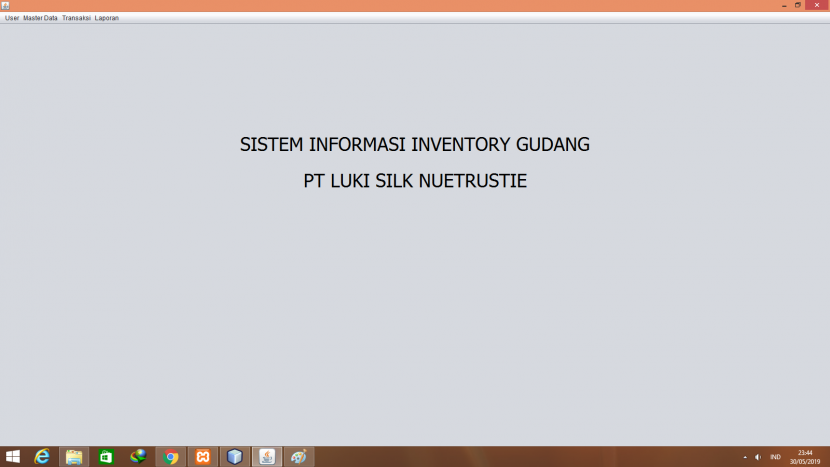 Form menu utama program inventory barang